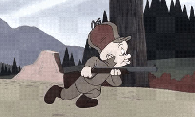 Cartoon Character Running With Shotgun GIF