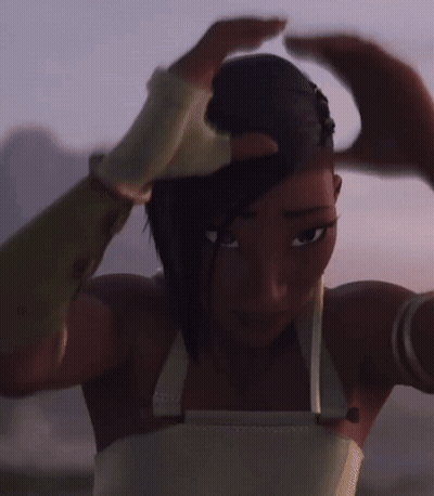 Cartoon Character's Face With Purple Sky GIF
