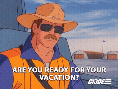 Cartoon Character Saying Are You Ready For Your Vacation GIF