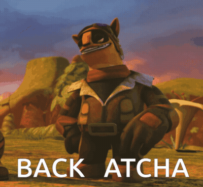 Cartoon Character Saying Back Atcha In Field GIF