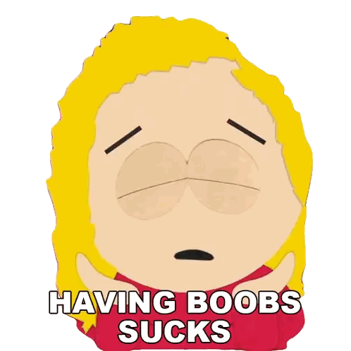 Cartoon Character Saying Boobs Suck Sticker