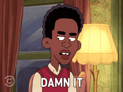 Cartoon Character Saying Damn It Next To Lamp GIF