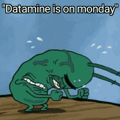 Cartoon Character Saying Datamine Is On Monday GIF