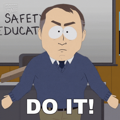 Cartoon Character Saying Do It In Front Of Whiteboard GIF