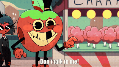 Cartoon Character Saying Don't Talk To Me At Cotton Candy Stand GIF
