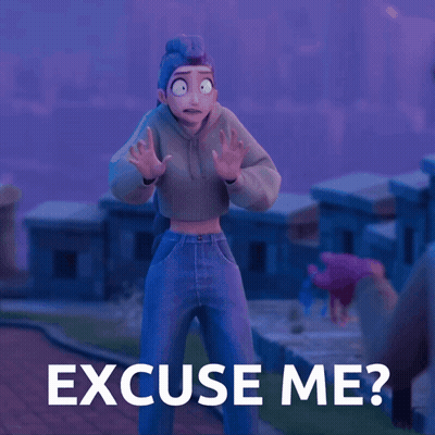 Cartoon Character Saying Excuse Me in Purple Sky