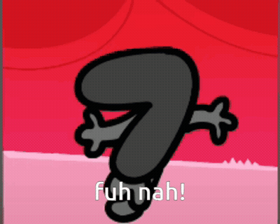 Cartoon Character Saying Fuh Nah Red Background GIF