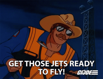 Cartoon Character Saying Get Those Jets Ready To Fly Holding Gun GIF