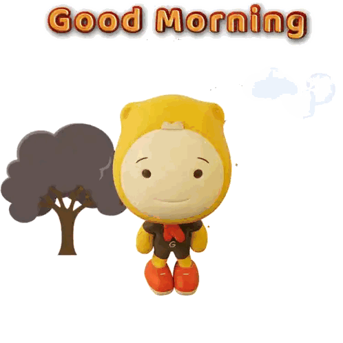 Cartoon Character Saying Good Morning Sticker