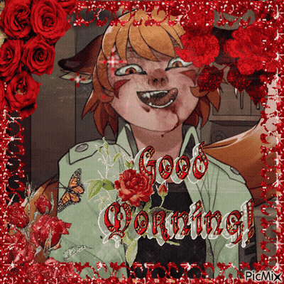 Cartoon Character Saying Good Morning In Red GIF