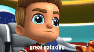 Cartoon Character Saying Great Galaxies GIF