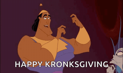 Cartoon Character Saying Happy Kronksgiving GIF