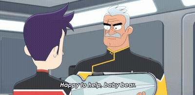 Cartoon Character Saying Happy To Help Baby Bear GIF