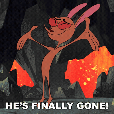 Cartoon Character Saying He's Finally Gone GIF
