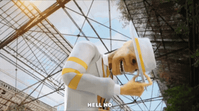 Cartoon Character Saying Hell No In Front Of Building GIF