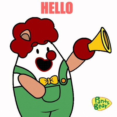 Cartoon Character Saying Hello Honk Holding Horn GIF
