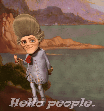 Cartoon Character Saying Hello People At Lake GIF