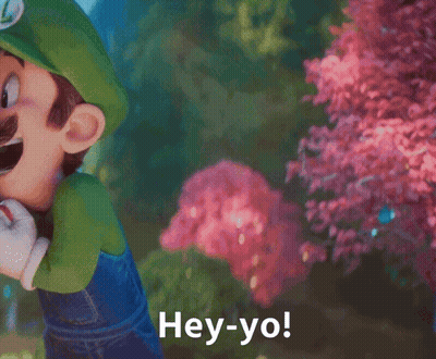 Cartoon Character Saying Hey-Yo In Front Of Pink Flowering Tree GIF