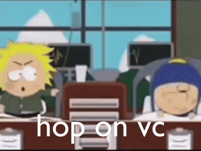 Cartoon Character Saying Hop On VC GIF