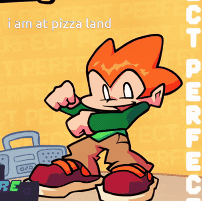 Cartoon Character Saying I Am At Pizza Land GIF