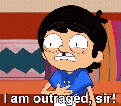 Cartoon Character Saying I Am Outraged Sir Holding Chest GIF