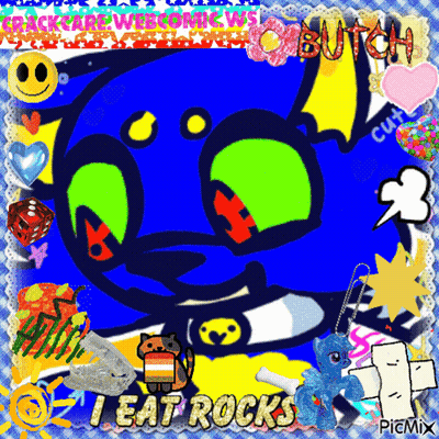 Cartoon Character Saying I Eat Rocks GIF