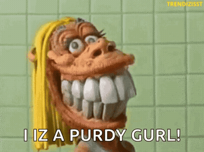 Cartoon Character Saying I Iz A Purdy Girl GIF