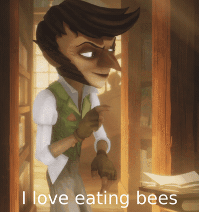 Cartoon Character Saying I Love Eating Bees GIF