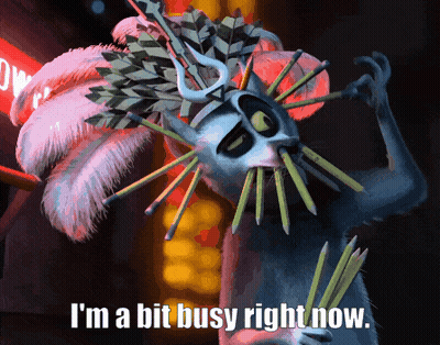 Cartoon Character Saying I'm A Bit Busy Right Now GIF
