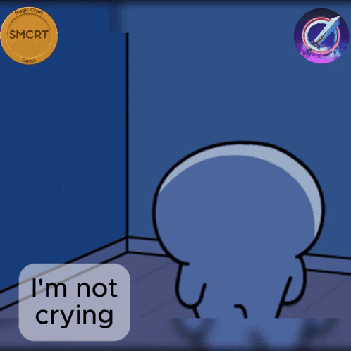 Cartoon Character Saying I'm Not Crying In Front Of $ MCRT Coin GIF