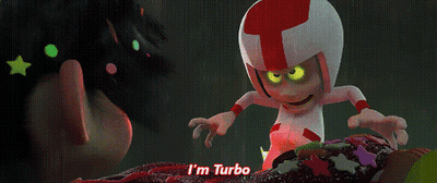 Cartoon Character Saying I'm Turbo In Front Of Donut GIF