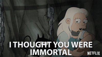 Cartoon Character Saying I Thought You Were Immortal Cave GIF