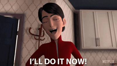 Cartoon Character Saying Ill Do It Now In Kitchen GIF
