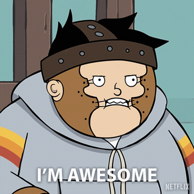 Cartoon Character Saying Im Awesome In Hoodie GIF