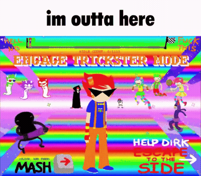 Cartoon Character Saying Im Outta Here Rainbow Background GIF