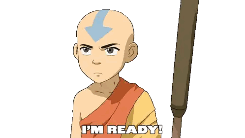 Cartoon Character Saying Im Ready Holding Spear Sticker