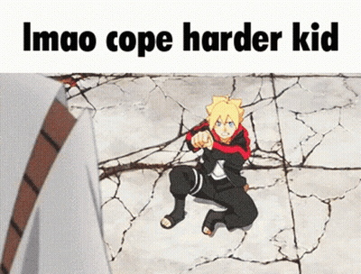 Cartoon Character Saying Imao Cope Harder Kid GIF
