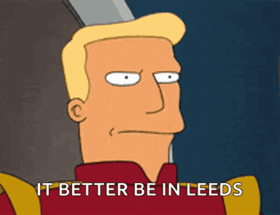 Cartoon Character Saying It Better Be In Leeds Holding Sword GIF