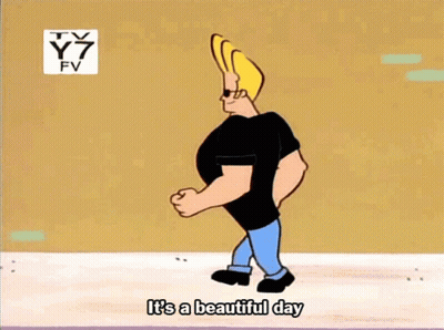 Cartoon Character Saying It's A Beautiful Day While Running GIF