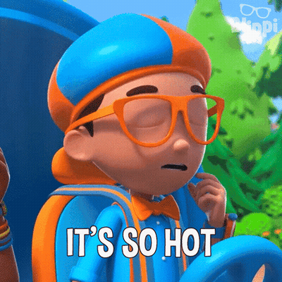 Cartoon Character Saying It's So Hot With Glasses And Hat GIF