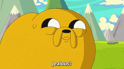 Cartoon Character Saying Jealous In Field GIF