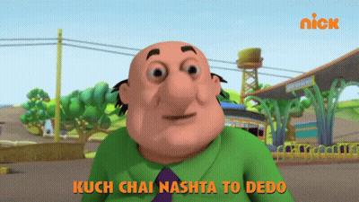 Cartoon Character Saying Kuch Chai Nashta To Dedo GIF