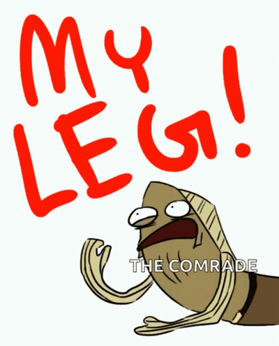 Cartoon Character Saying My Leg And Comrade GIF