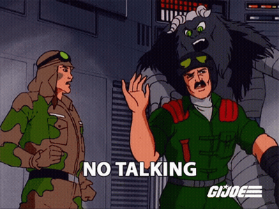 Cartoon Character Saying No Talking Next To Another GIF