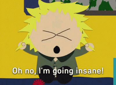 Cartoon Character Saying Oh No I'm Going Insane GIF