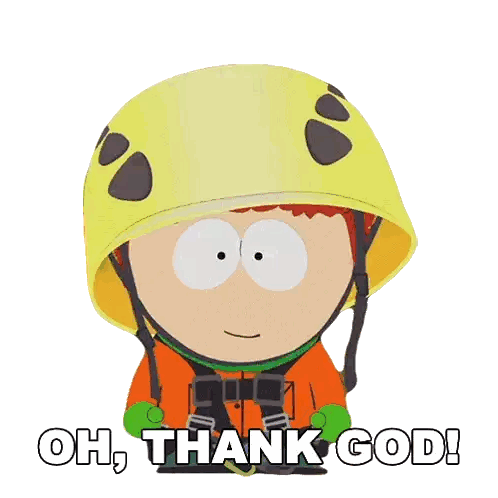 Cartoon Character Saying Oh Thank God Sticker