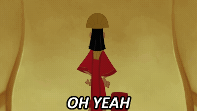 Cartoon Character Saying Oh Yeah In Front Of Yellow Curtain GIF