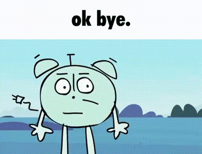 Cartoon Character Saying Ok Bye Blue Sky GIF