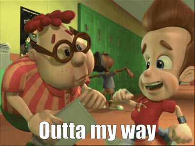 Cartoon Character Saying Outta My Way GIF