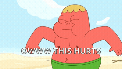 Cartoon Character Saying Oww This Hurts GIF